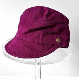 y2k vintage purple magenta pure cotton womens small cadet castro military cap